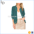 Elegant high quality satin jacket lady green wholesale silk jacket